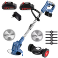 21V Electric Lithium Lawn Mower Telescopic Handle Multi-Function Power Cordless Grass Trimmer Two Batteries Wheels DIY Cutting