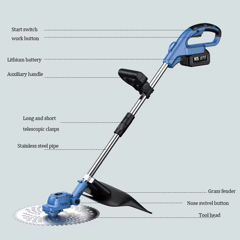 Bornrin Wireless Garden Brushless Grass Cutter Machine Cordless Weed Eaters Electric Grass Trimmer Handheld Rotary Lawn Mower