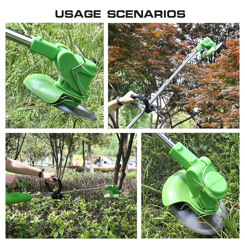 Wheels Grass Trimmer Electric Lawn Mower Cordless Length Adjustable Cutter Power Garden Tool Grass Cutting Machine