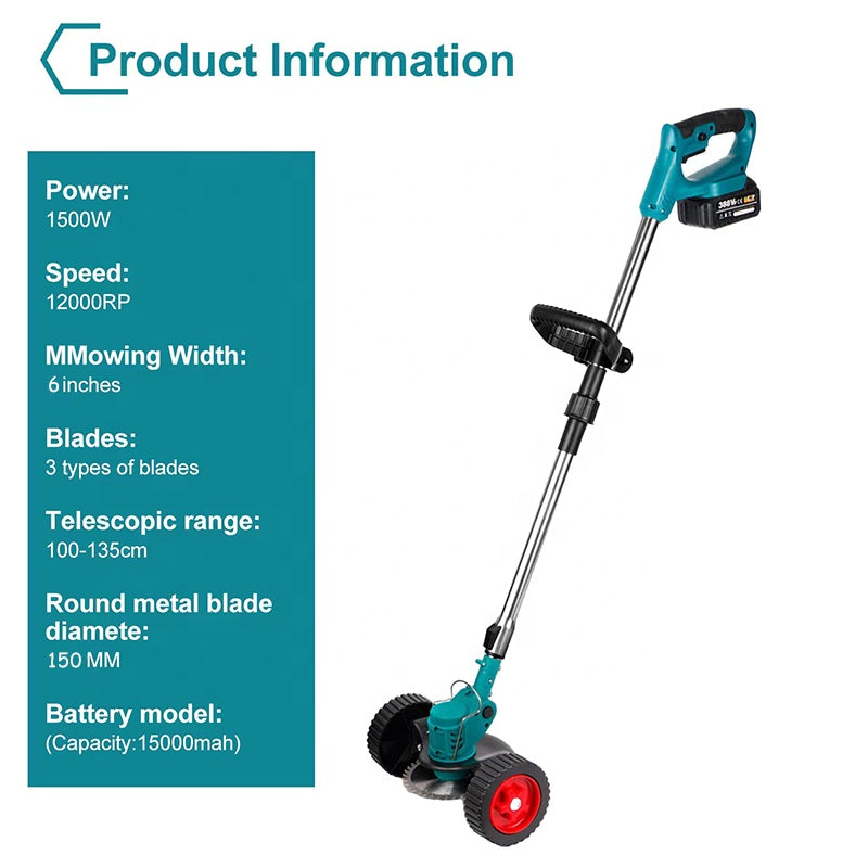 Cordless Electric Lawn Mower Foldable Grass Trimmer Efficient Garden Pruning Cutting Machine Power Cutters Tools