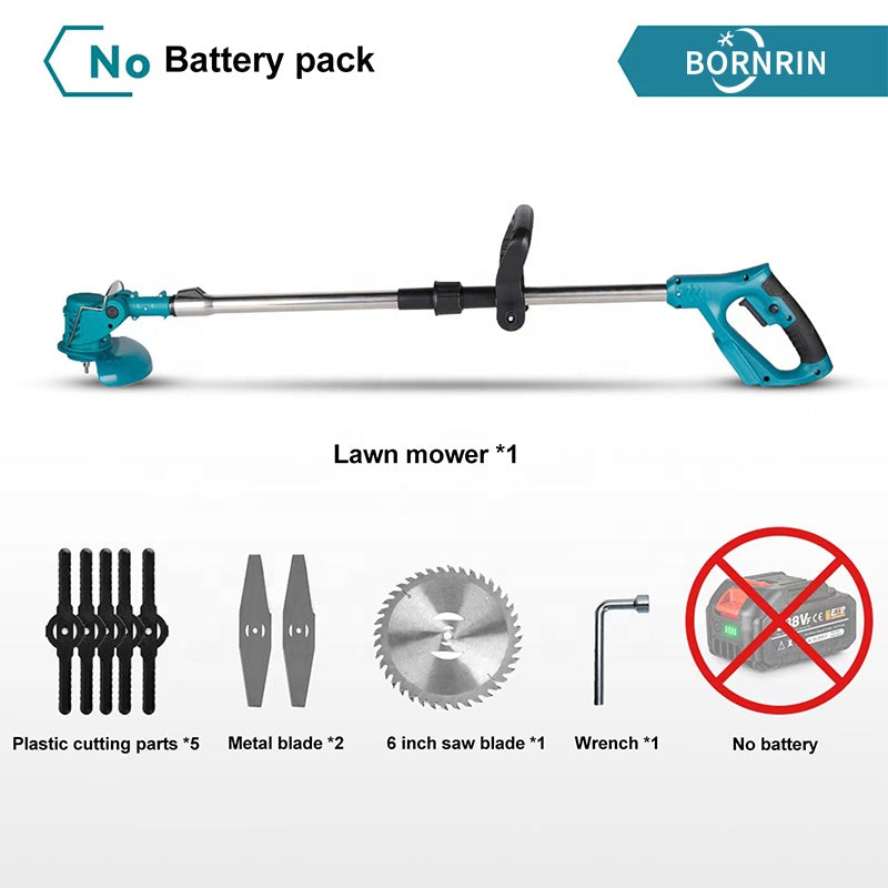 Foldable Cordless Electric Grass Trimmer Garden Mowing Machine Home Lawn Mower Portable Grass Cutting Tools Without Battery