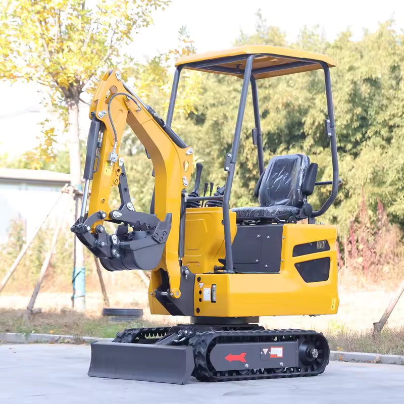1 Ton Mini Excavator with Cab: High Power Crawler Digger with Premium Pump & Gearbox - Free Shipping